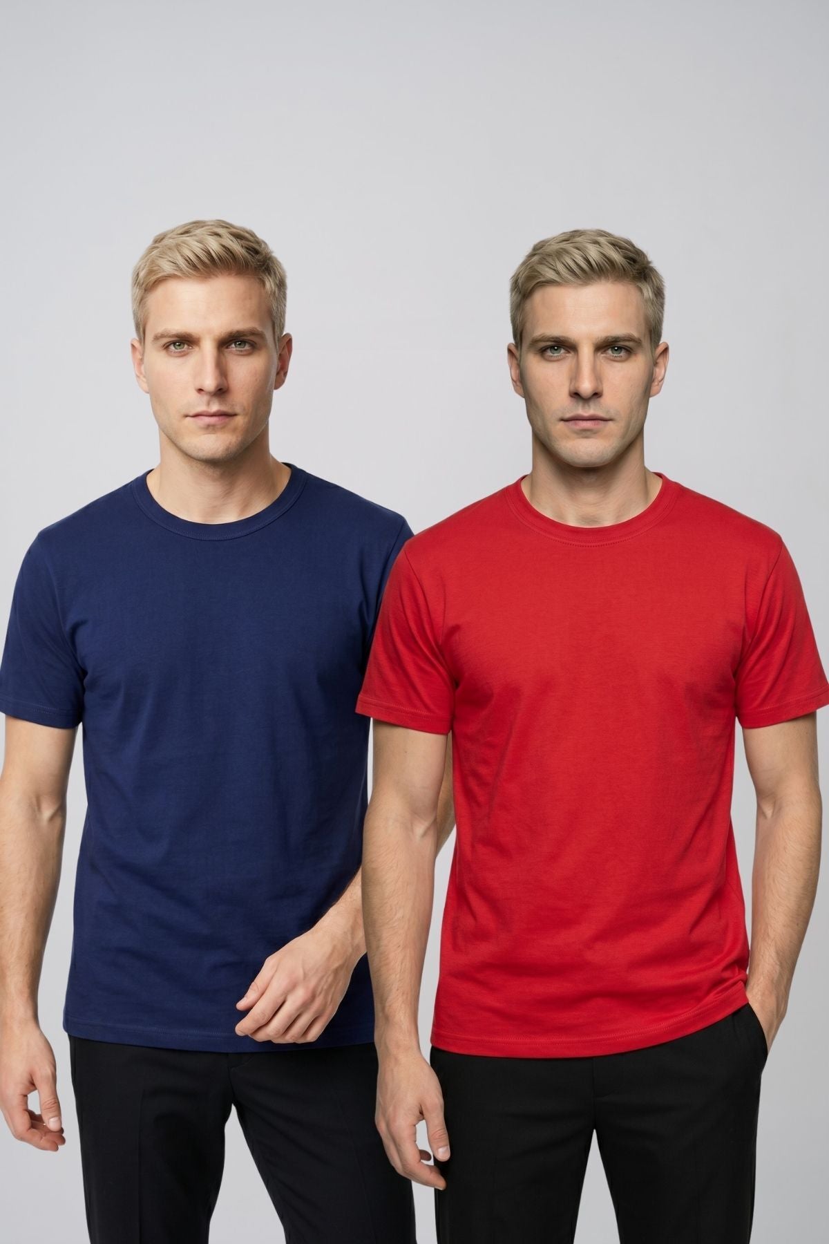Avantajlı 2'li Paket Erkek Bisiklet Yaka Kısa Kollu Basic Tişört Günlük Spor T-Shirt Seti