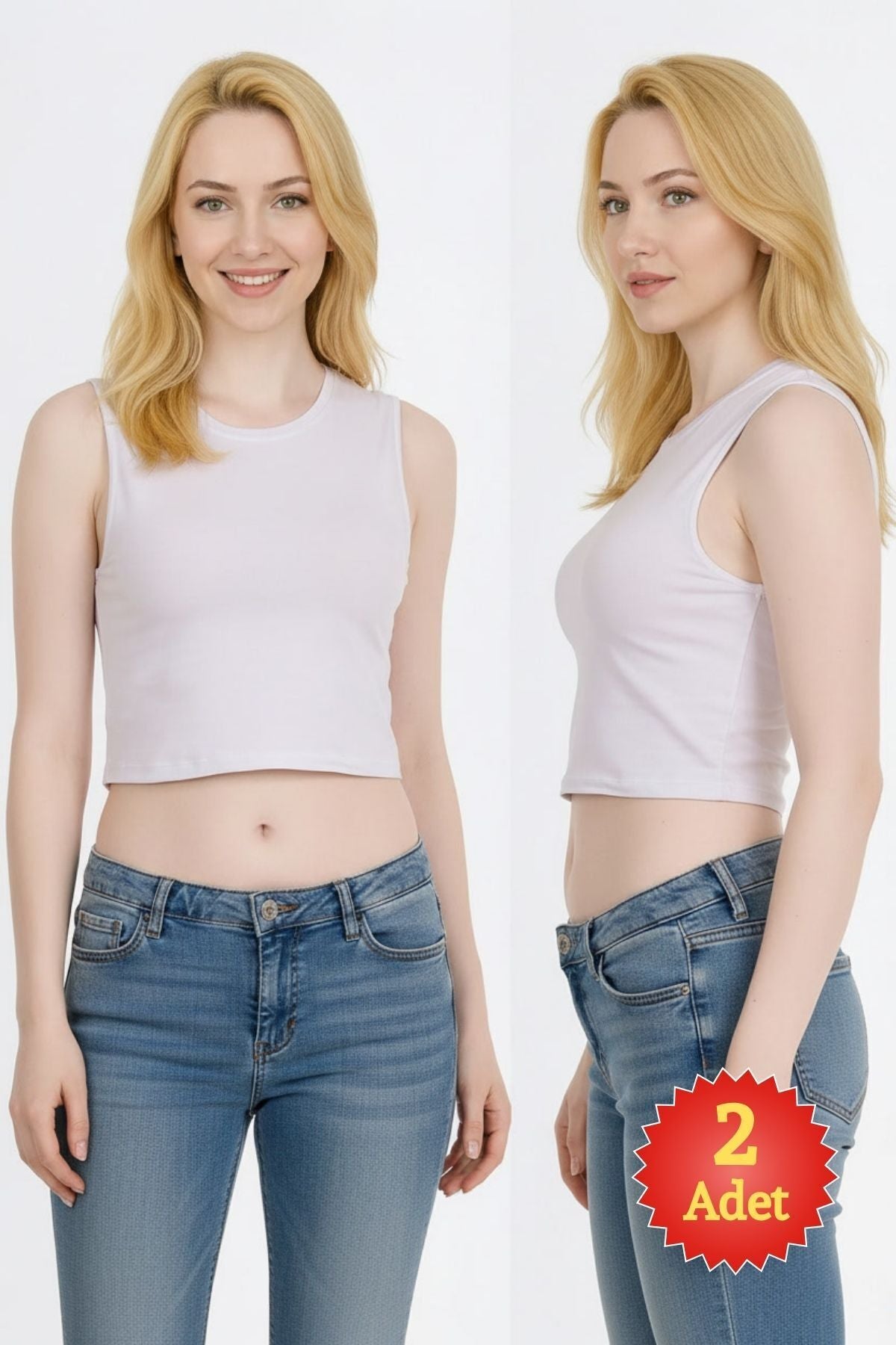 2'li Paket Kadın Kahverengi Bisiklet Yaka Kalın Askılı Esnek Basic Supreme Crop Top