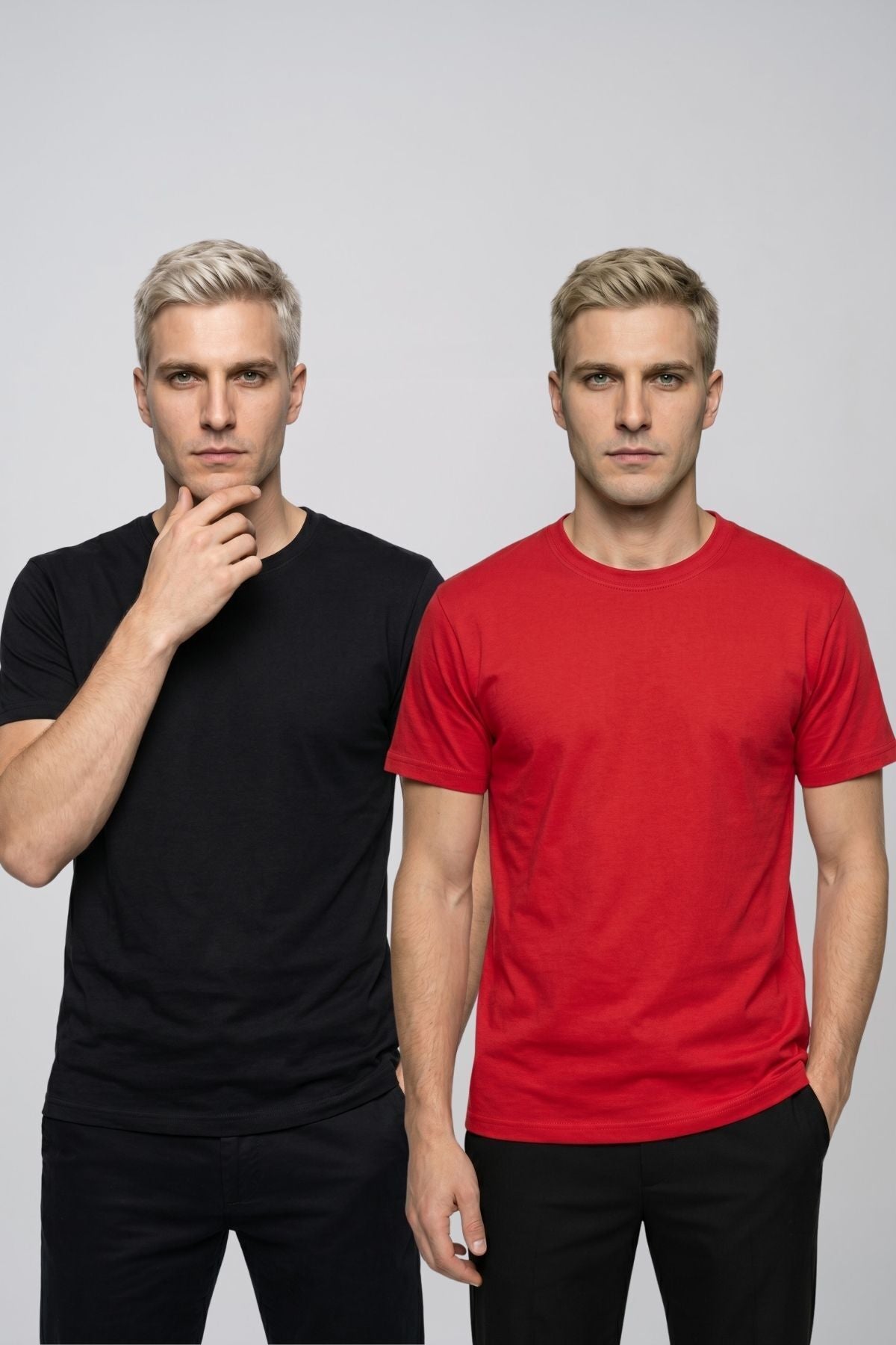 Avantajlı 2'li Paket Erkek Bisiklet Yaka Kısa Kollu Basic Tişört Günlük Spor T-Shirt Seti