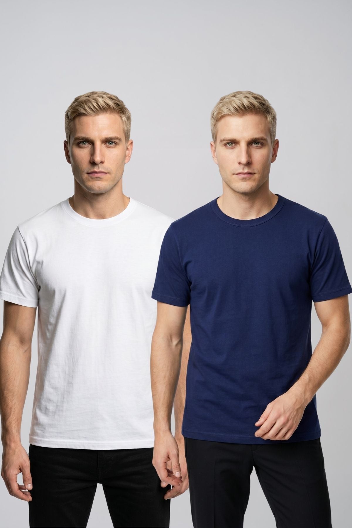 Avantajlı 2'li Paket Erkek Bisiklet Yaka Kısa Kollu Basic Tişört Günlük Spor T-Shirt Seti