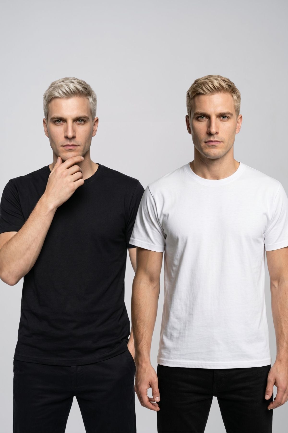 Avantajlı 2'li Paket Erkek Bisiklet Yaka Kısa Kollu Basic Tişört Günlük Spor T-Shirt Seti