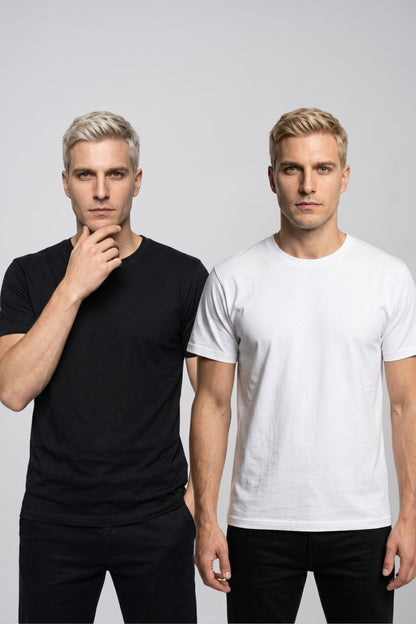 Avantajlı 2'li Paket Erkek Bisiklet Yaka Kısa Kollu Basic Tişört Günlük Spor T-Shirt Seti