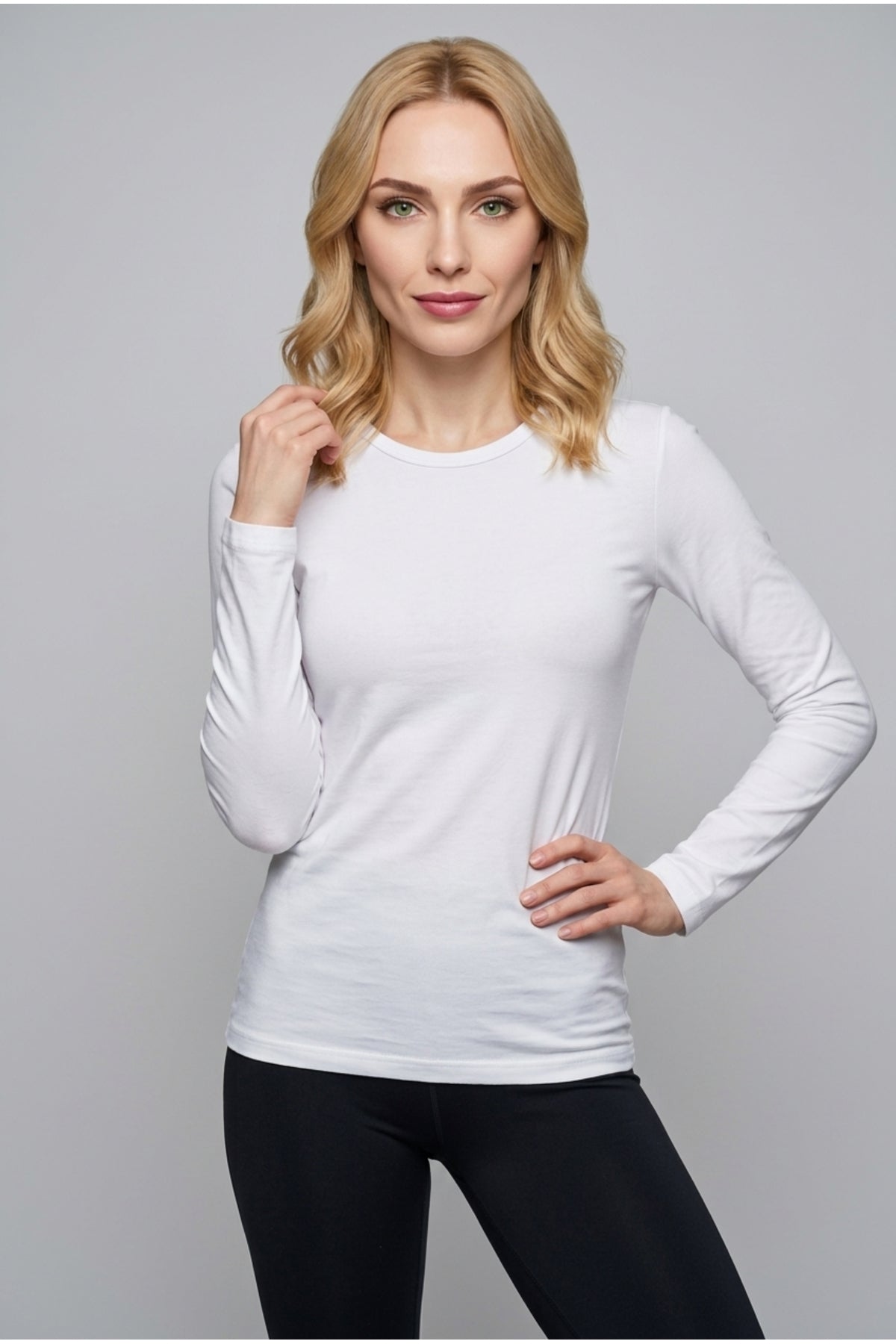 2'li Paket Kadın Uzun Kollu Bisiklet Yaka Pamuklu Esnek Body Bluz Günlük Basic Rahat Kesim İçlik Tişört Seti