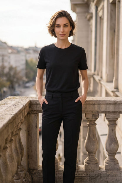 Kadın Pamuklu Esnek Likralı Basic Bisiklet Yaka Kısa Kollu Rahat Kalıp Günlük Spor Tişört T-shirt