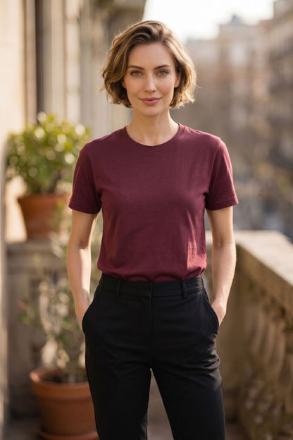 Kadın Pamuklu Esnek Likralı Basic Bisiklet Yaka Kısa Kollu Rahat Kalıp Günlük Spor Tişört T-shirt