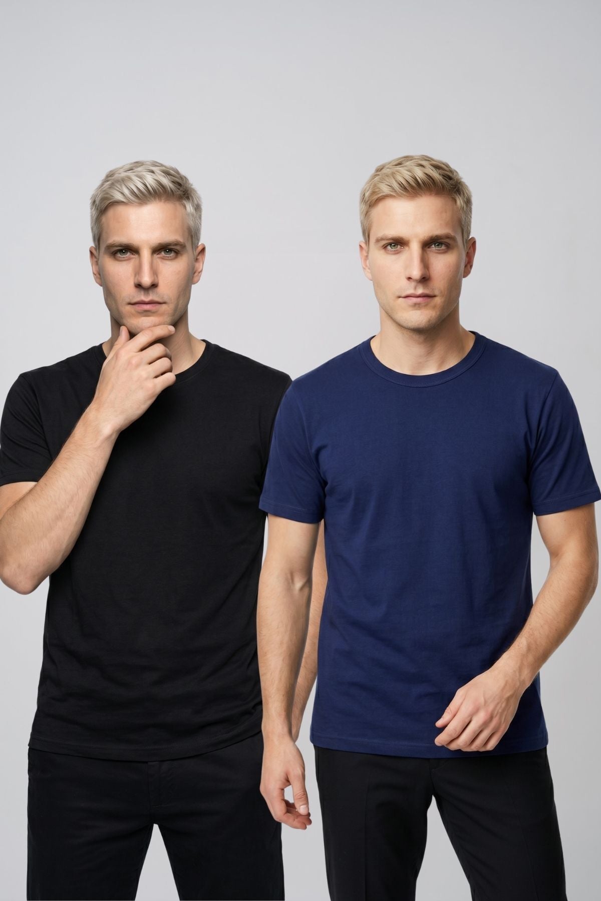 Avantajlı 2'li Paket Erkek Bisiklet Yaka Kısa Kollu Basic Tişört Günlük Spor T-Shirt Seti