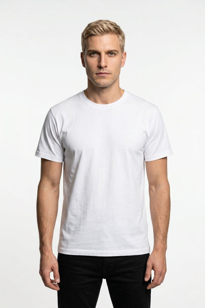 Erkek Bisiklet Yaka Kısa Kollu Basic Tişört Günlük Rahat Esnek Spor T-Shirt Pamuklu Likralı