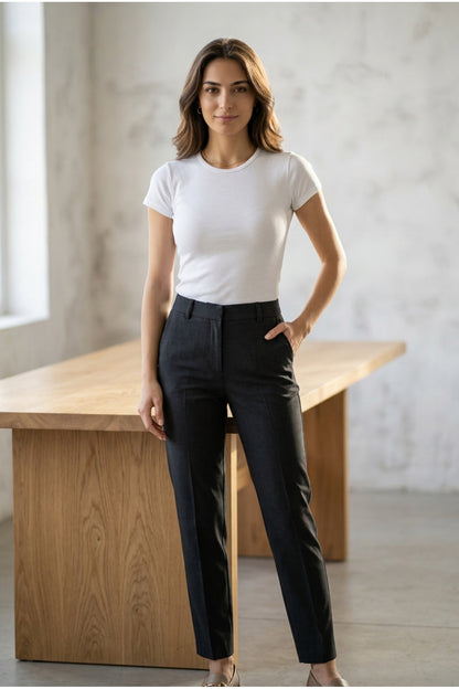 Kadın Bisiklet Yaka Kısa Kollu Basic Tişört Pamuklu Esnek Penye Dar Kalıp Günlük T-Shirt