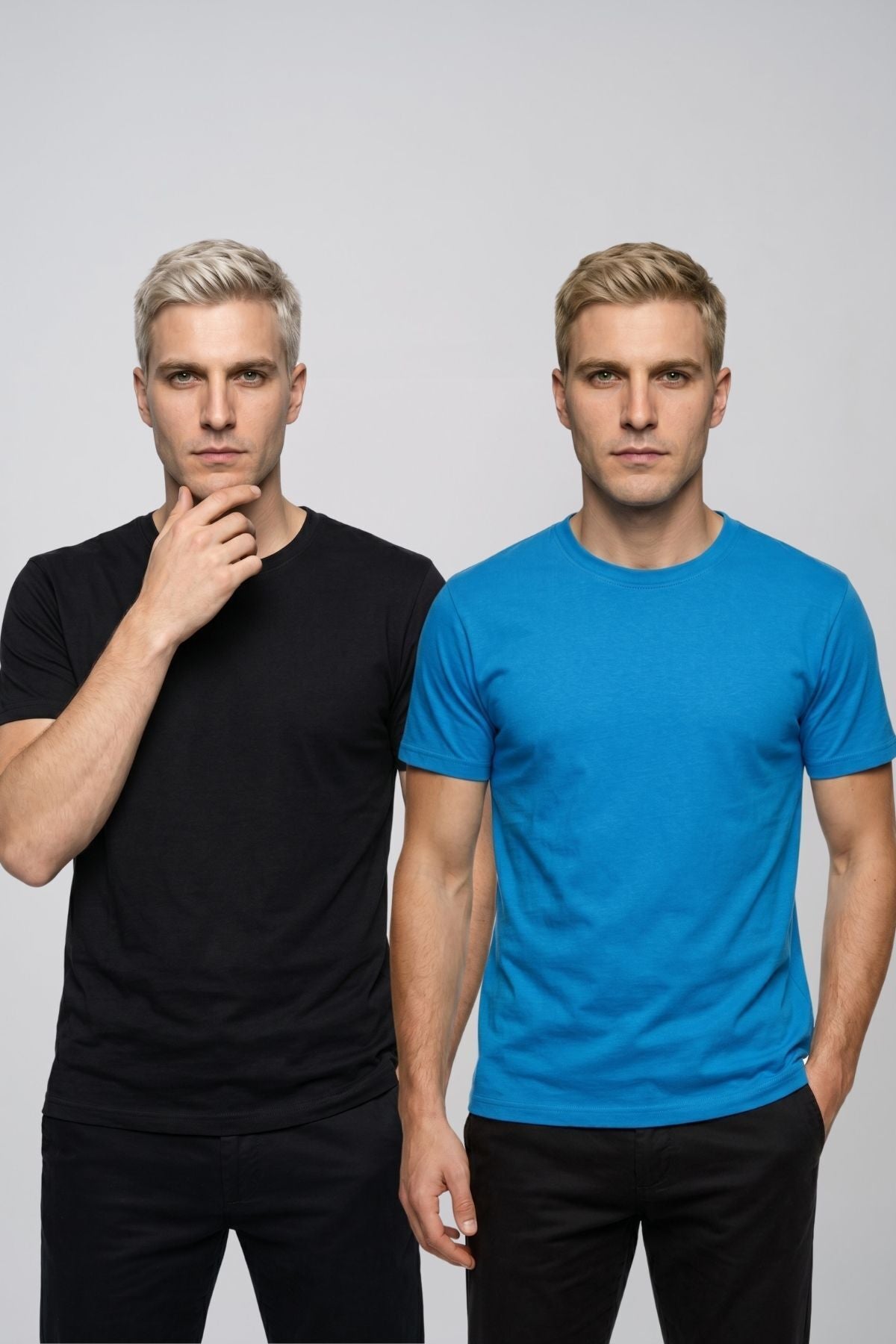Avantajlı 2'li Paket Erkek Bisiklet Yaka Kısa Kollu Basic Tişört Günlük Spor T-Shirt Seti