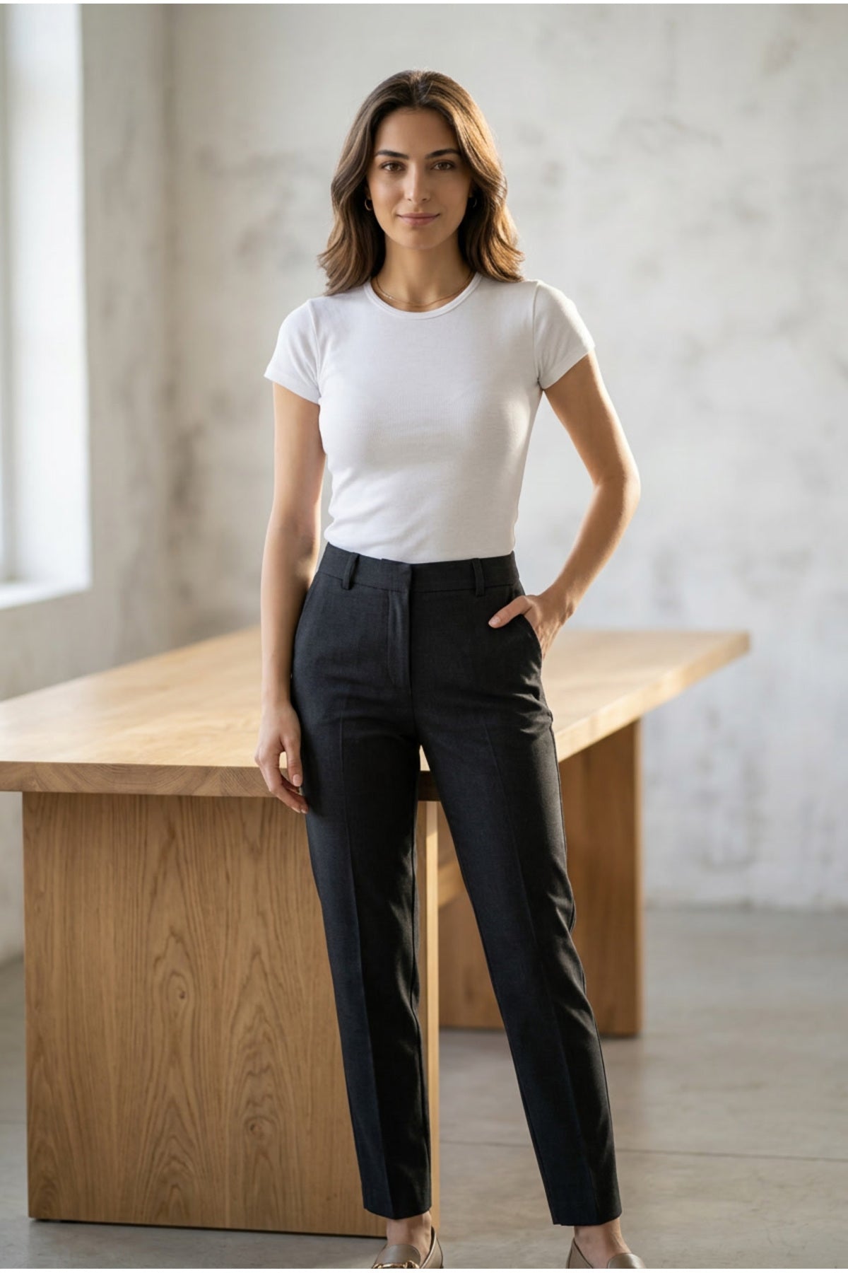 Kadın 2'li Paket Bisiklet Yaka Kısa Kollu Basic Tişört Pamuklu Esnek Dar Kalıp Günlük T-Shirt Seti