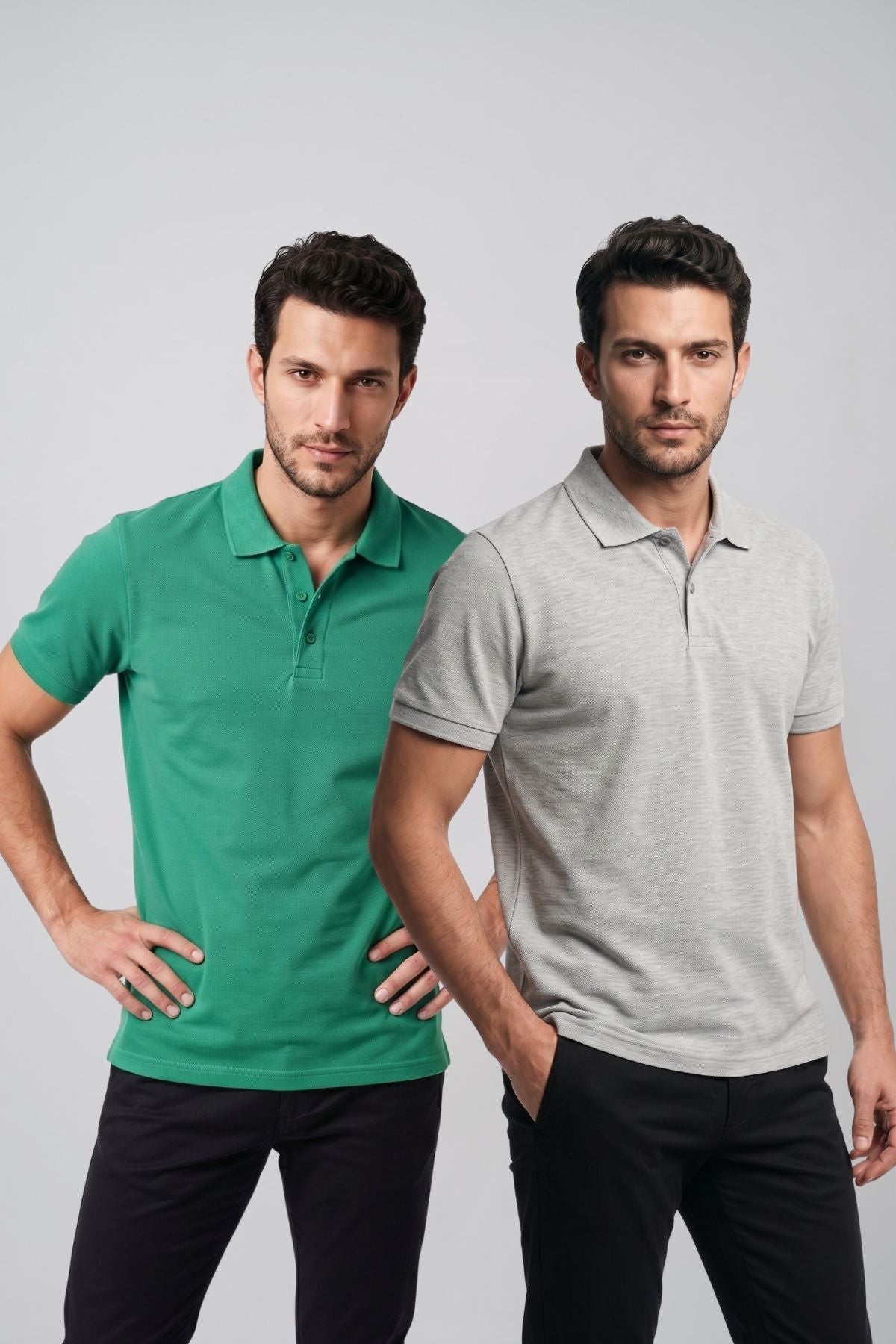 2'li Set Erkek Günlük Şık Polo Yaka Kısa Kollu Düğme Detaylı Rahat Kalıp Basic Yazlık Tişört Avantajlı Paket