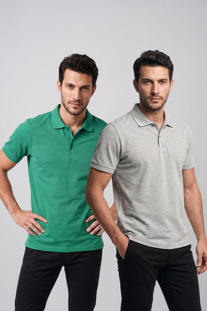 2'li Set Erkek Günlük Şık Polo Yaka Kısa Kollu Düğme Detaylı Rahat Kalıp Basic Yazlık Tişört Avantajlı Paket