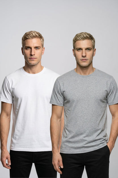 Avantajlı 2'li Paket Erkek Bisiklet Yaka Kısa Kollu Basic Tişört Günlük Spor T-Shirt Seti