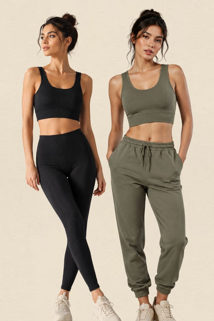 Kadın 2'li Paket Kalın Askılı Toparlayıcı Pedli Fitilli Dalgıç Kaşkorse Spor Sütyeni Bralet Esnek Rahat Günlük Yoga Fitness Pilates Destekli Dikişsiz Görünüm Crop Top Askılı Spor Üst