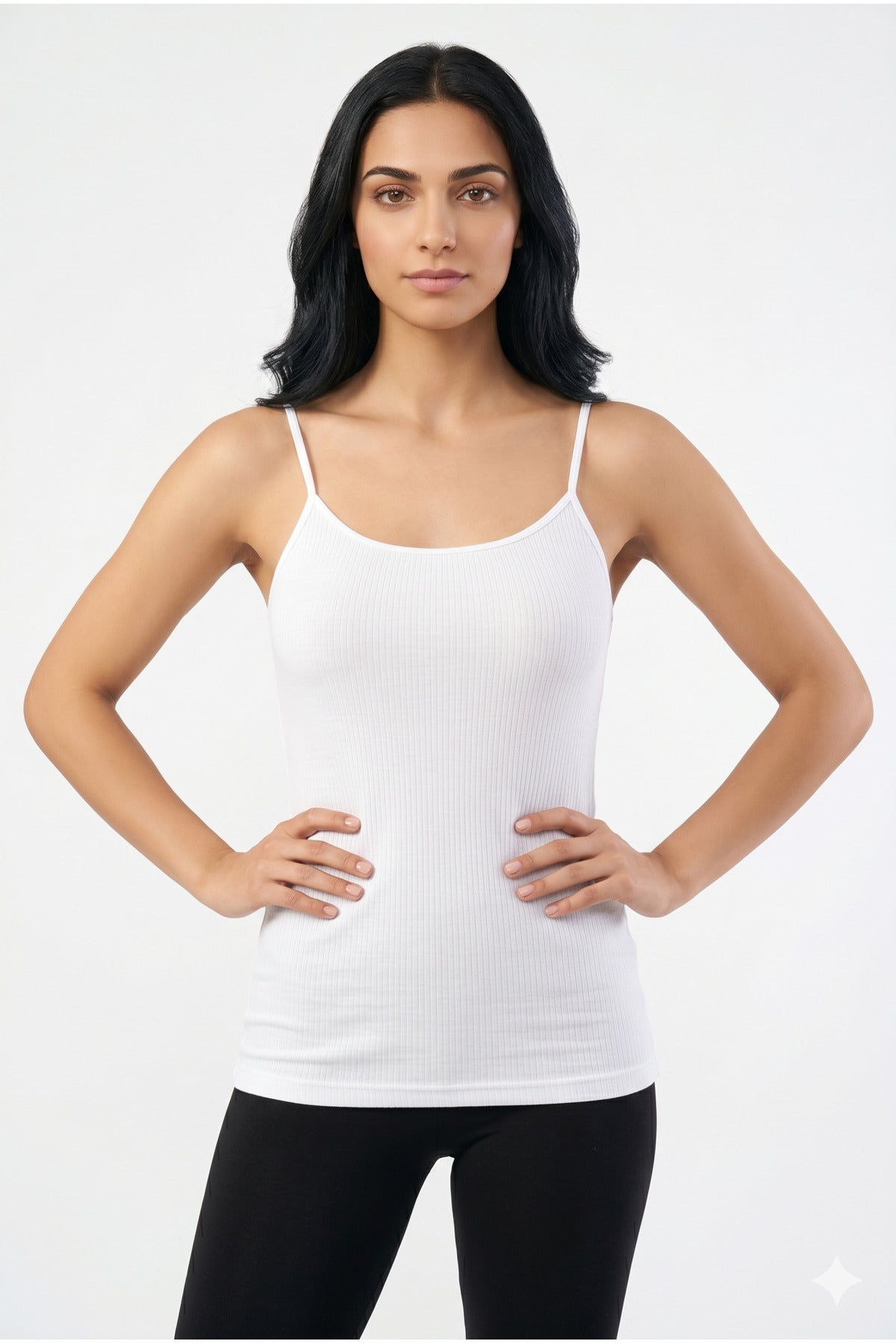 4'lü Paket Kadın %95 Pamuklu İp Askılı Ribana Atlet Esnek Nefes Alan Kumaş Günlük Basic İç Giyim Vücudu Saran Kaşkorse Tarzı Çoklu Rahat Kombinlenebilir Dörtlü Set - BYZ-TN-PME-MG - Görsel 3