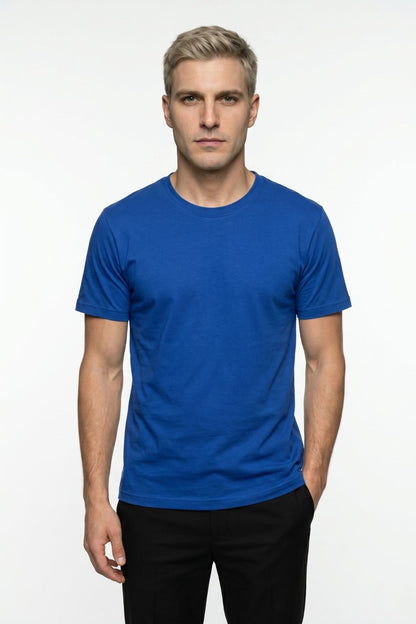 Erkek Bisiklet Yaka Kısa Kollu Basic Tişört Günlük Rahat Esnek Spor T-Shirt Pamuklu Likralı