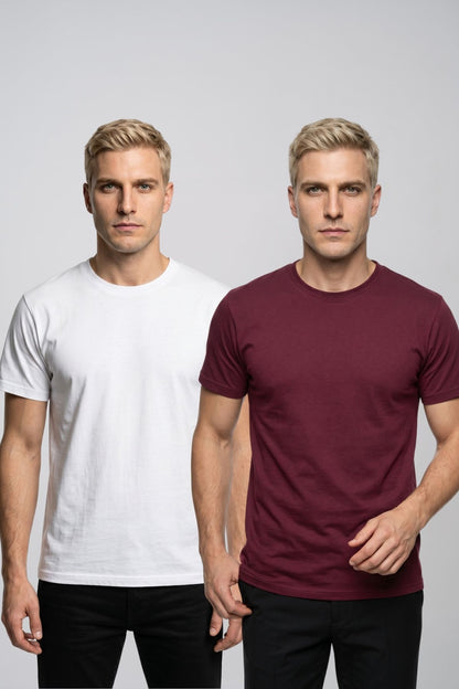 Avantajlı 2'li Paket Erkek Bisiklet Yaka Kısa Kollu Basic Tişört Günlük Spor T-Shirt Seti