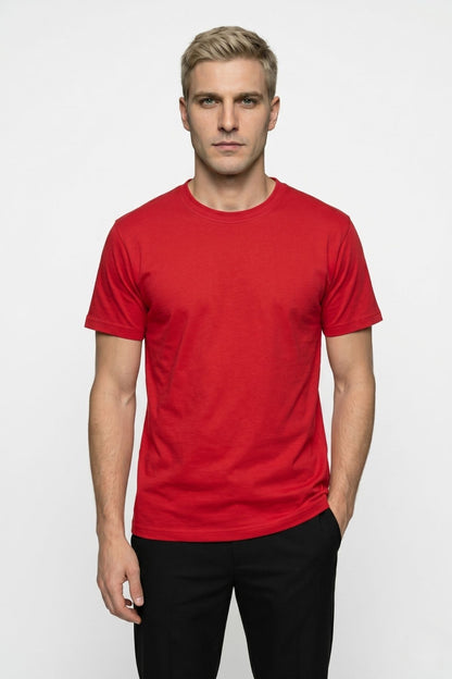 Erkek Bisiklet Yaka Kısa Kollu Basic Tişört Günlük Rahat Esnek Spor T-Shirt Pamuklu Likralı