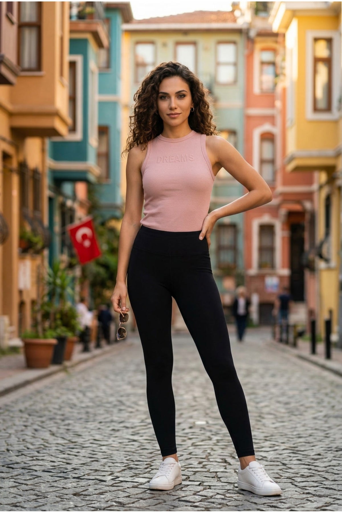 Kadın 3'lü Paket Pamuklu Kaşkorse Kalın Askılı Bisiklet Yaka Önü Yazı Baskılı Esnek Dar Kesim Slim Fit Spor ve Günlük Atlet Seti - SİYAH-BEYAZ-PUDRA - Görsel 5