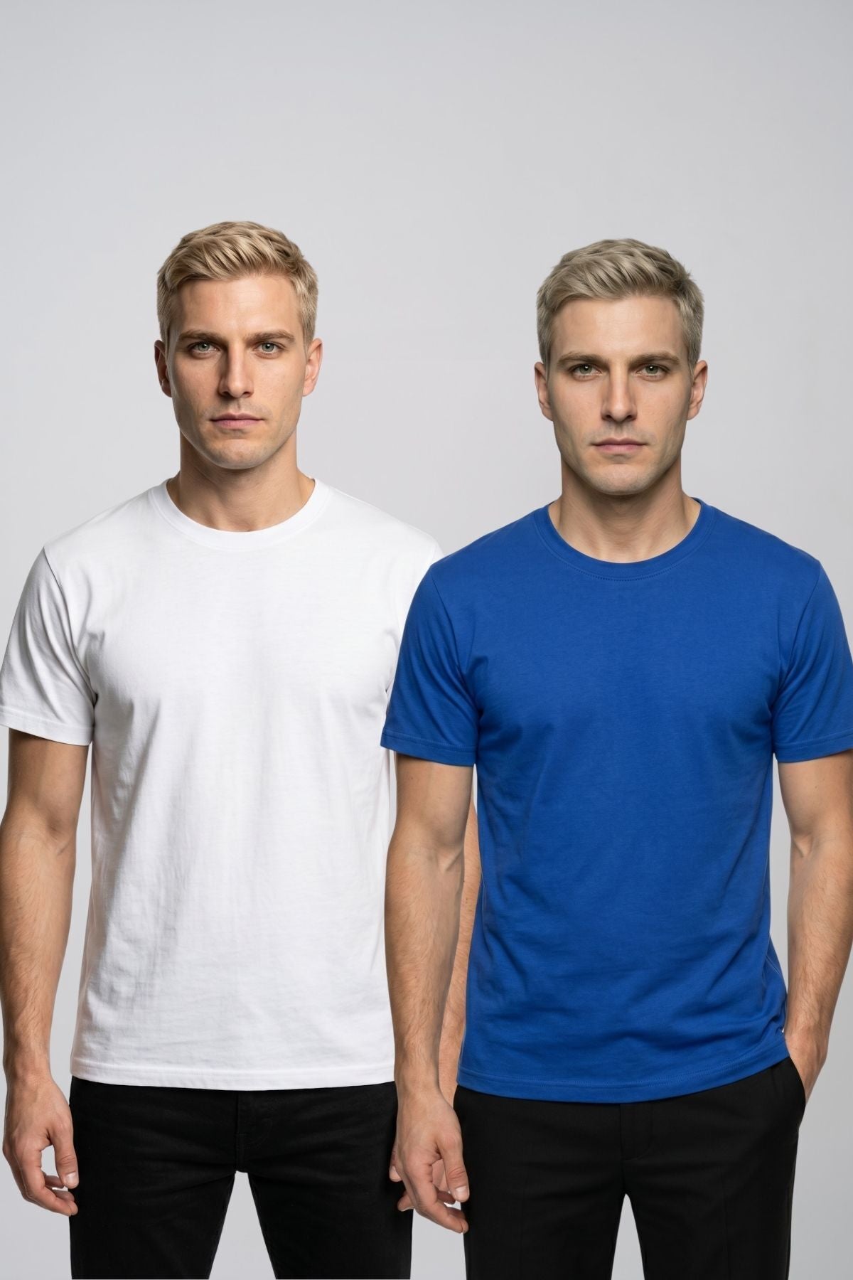 Avantajlı 2'li Paket Erkek Bisiklet Yaka Kısa Kollu Basic Tişört Günlük Spor T-Shirt Seti