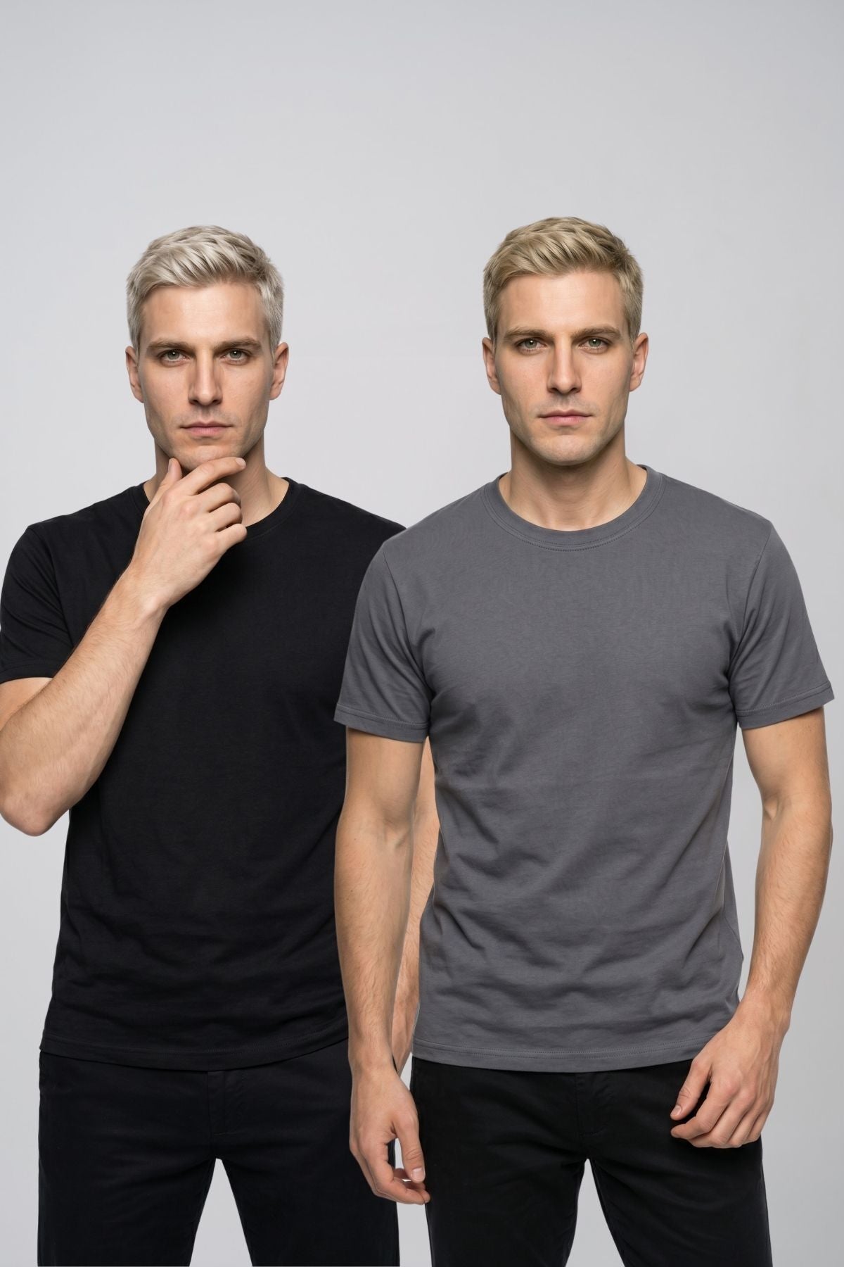 Avantajlı 2'li Paket Erkek Bisiklet Yaka Kısa Kollu Basic Tişört Günlük Spor T-Shirt Seti