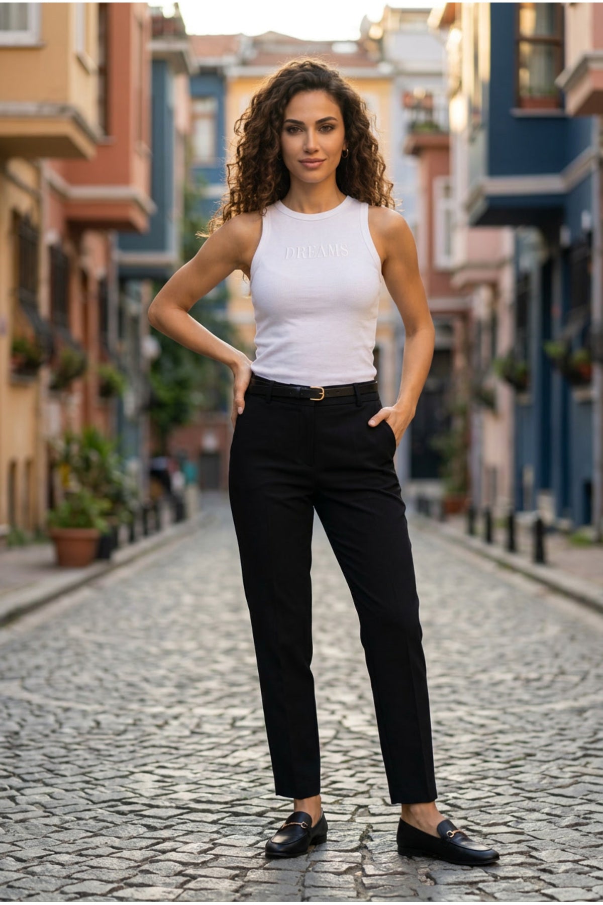 Kadın 2'li Paket Pamuklu Kaşkorse Kalın Askılı Bisiklet Yaka Önü Yazı Baskılı Esnek Dar Kesim Slim Fit Spor ve Günlük Atlet Seti