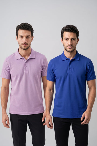 2'li Set Erkek Günlük Şık Polo Yaka Kısa Kollu Düğme Detaylı Rahat Kalıp Basic Yazlık Tişört Avantajlı Paket