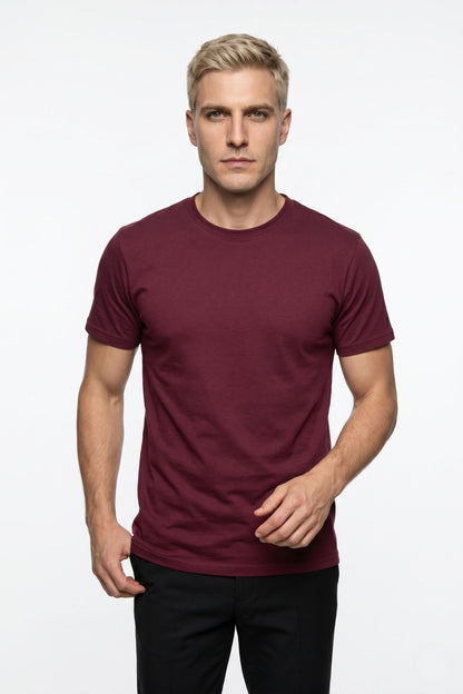 Erkek Bisiklet Yaka Kısa Kollu Basic Tişört Günlük Rahat Esnek Spor T-Shirt Pamuklu Likralı