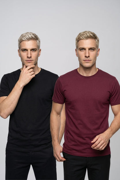 Avantajlı 2'li Paket Erkek Bisiklet Yaka Kısa Kollu Basic Tişört Günlük Spor T-Shirt Seti