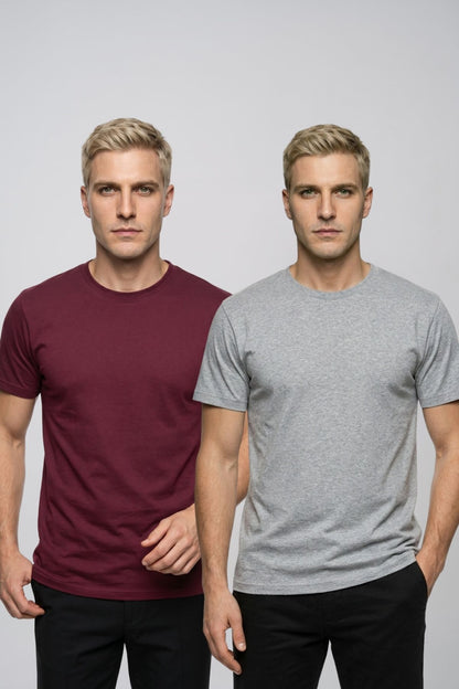 Avantajlı 2'li Paket Erkek Bisiklet Yaka Kısa Kollu Basic Tişört Günlük Spor T-Shirt Seti