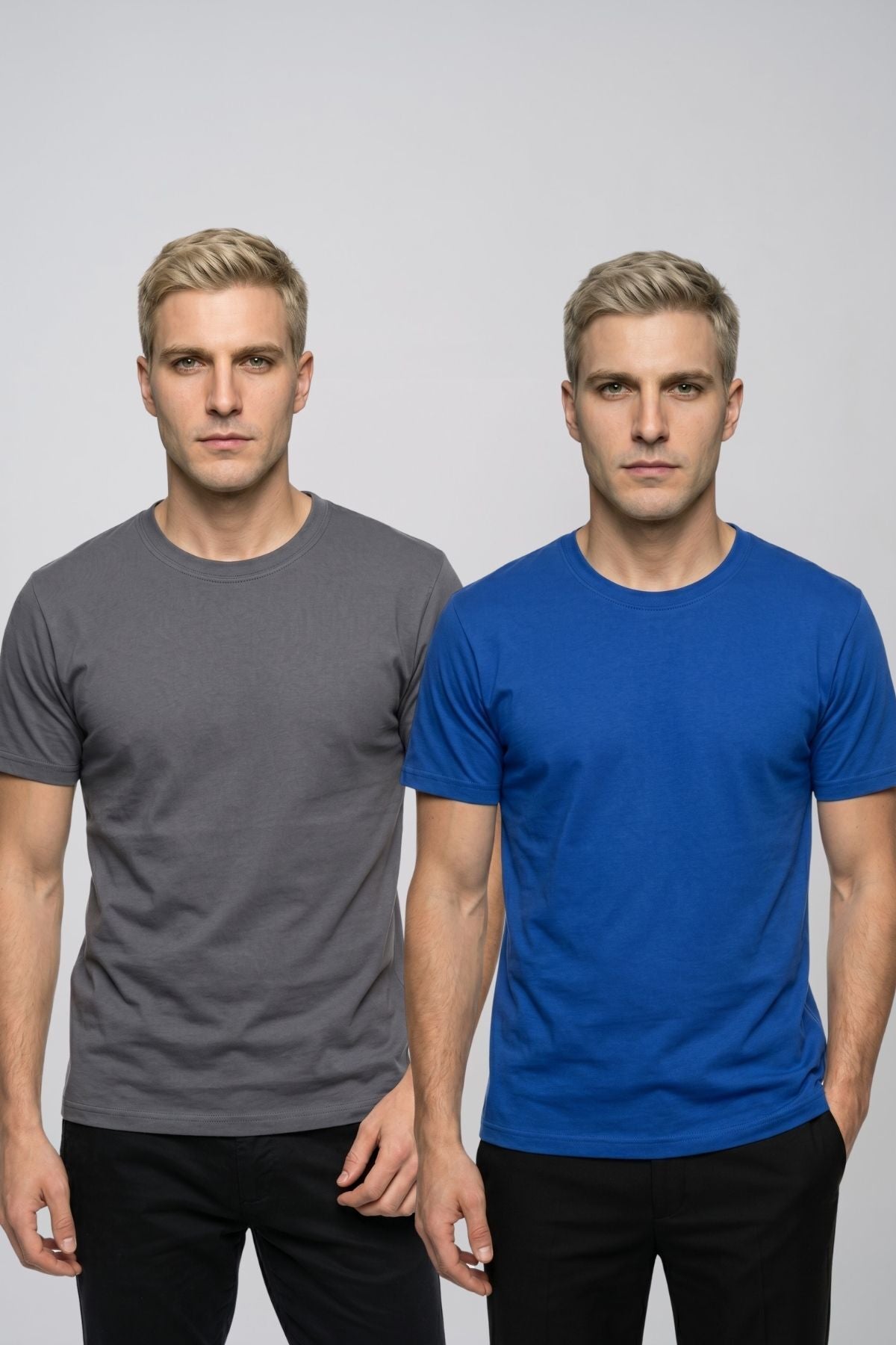 Avantajlı 2'li Paket Erkek Bisiklet Yaka Kısa Kollu Basic Tişört Günlük Spor T-Shirt Seti