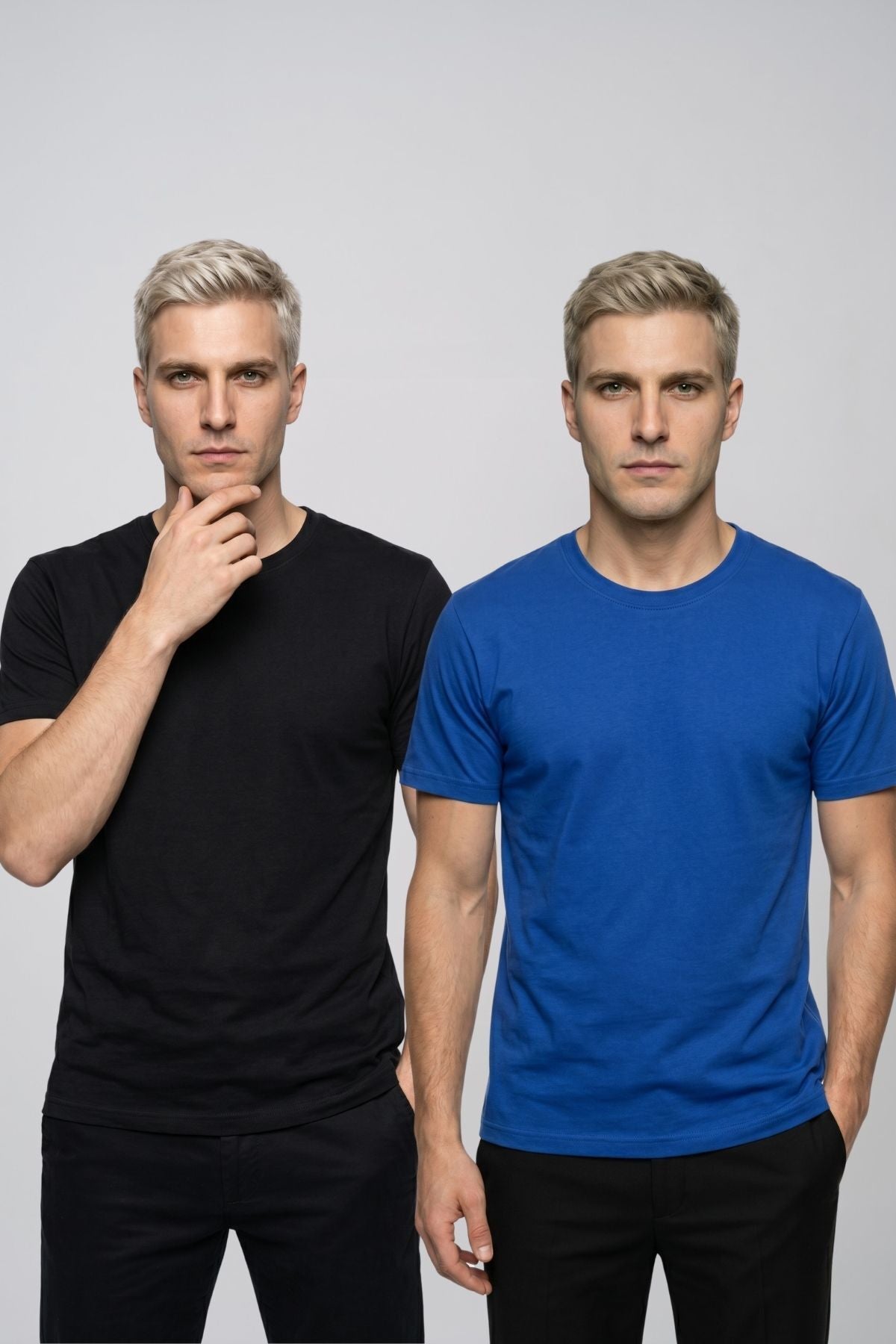 Avantajlı 2'li Paket Erkek Bisiklet Yaka Kısa Kollu Basic Tişört Günlük Spor T-Shirt Seti