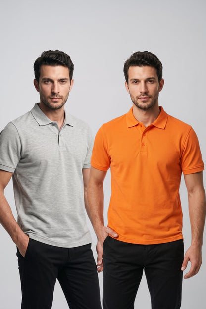 2'li Set Erkek Günlük Şık Polo Yaka Kısa Kollu Düğme Detaylı Rahat Kalıp Basic Yazlık Tişört Avantajlı Paket